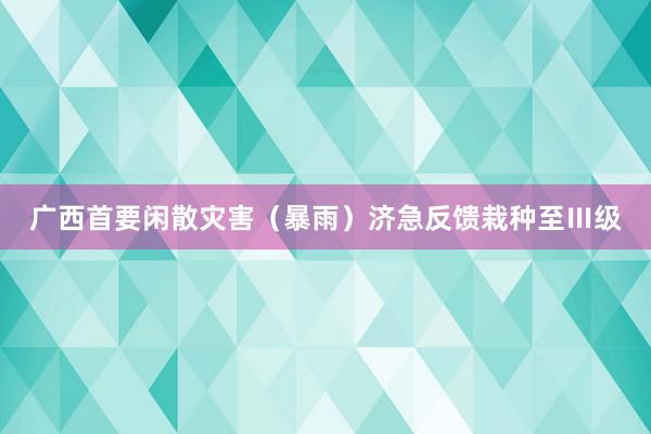 广西首要闲散灾害（暴雨）济急反馈栽种至Ⅲ级